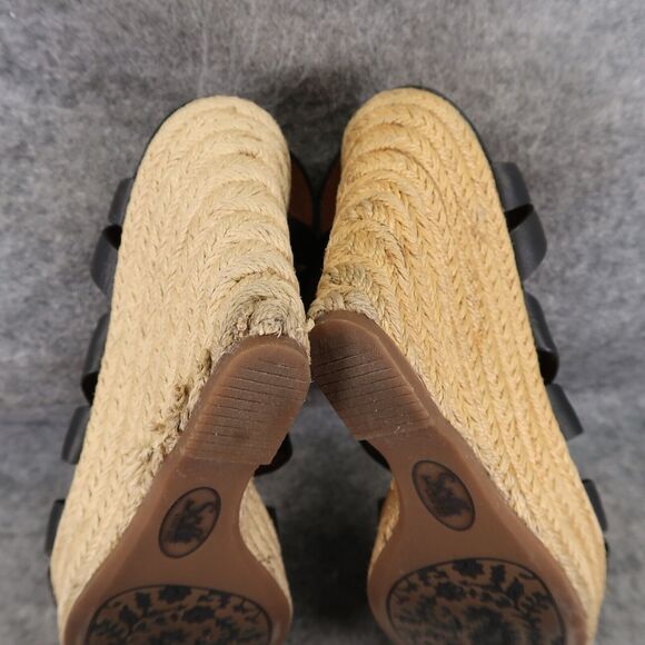 Sofft Shoes Womens 8.5 Sandals Wedge Espadrille Leather Strappy Platform Black - Picture 11 of 14